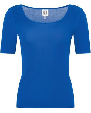 Anne Klein Square Neck Sweater W Cap Sleeves - Blue
