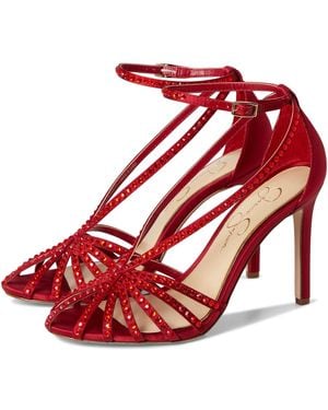 Jessica Simpson Jittale Embellished High Heel Sandals Pump - Red