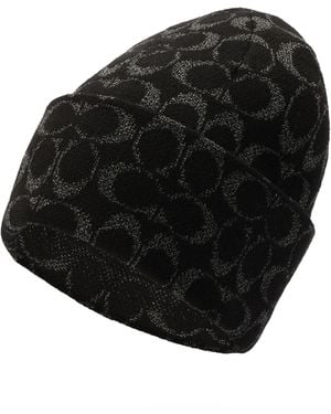 COACH Metallic Sig C Beanie - Black
