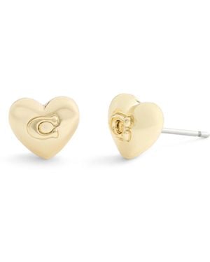 COACH Jewelry Signature C Heart Stud Earrings - White