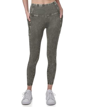Andrew Marc High Waist Faux Denim Full Length Legging - Gray