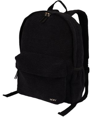 Roxy Feeling Good Stylish Soft Corduroy Backpack With Padded Shoulder Straps And Exterior Storage - Blue