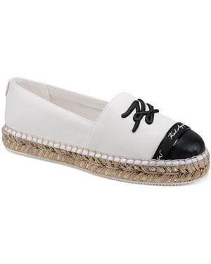Karl Lagerfeld Paris Millicent Flat Espadrille Slip On Flat With Logo - White
