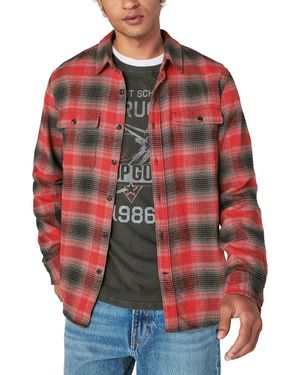 Lucky Brand Plaid Cloud Soft Long Sleeve Flannel - Red