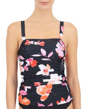 Kensie Standard Ruched Bandeau Tankini - Black