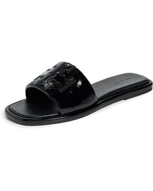 Tory Burch Double T Sport Slides - Black