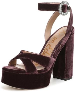 Sam Edelman Savannah Heeled Sandal Parisian Plum Crystal 7.5 M - Brown