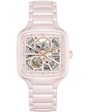 Rado True Square-s-swiss Automatic Watch-high-tech Ceramic-sapphire Crystal -38mm - Pink