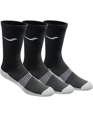 Saucony Rundry Mesh Ventilating Comfort Fit Performance Crew Socks - Black