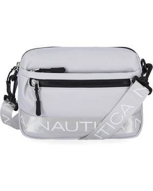 Nautica Nylon Bean Bag Crossbody/belt Bag With Adjustable Shoulder Strap Crossbody - Metallic