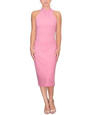 Rachel Roy Harland Elegant Sleeveless Halter Bodycon Midi Cocktail Party Dress - Pink