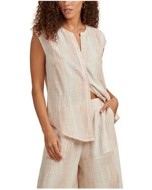 Splendid Lola Sleeveless Button-up Top - Natural