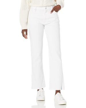 The Drop White Ian Mid Rise Relaxed Straight With Side Slit Detail