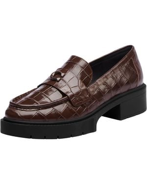 COACH Leah Embossed Croc Loafer - Brown