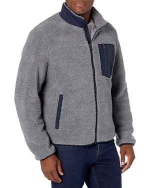 G.H. Bass & Co. All Over Sherpa Mixed Media Stand Collar Jacket - Gray
