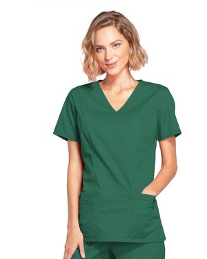 CHEROKEE Workwear Scrubs Core Stretch Mock Wrap Top - Green