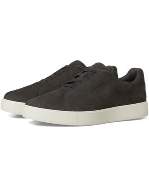 Cole Haan Grandpro Luxe Slip-on Sneakers Raven Nubuck/silver Birch 10 Wide - Black