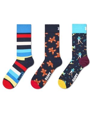 Happy Socks 3-pack Holiday Socks - Blue