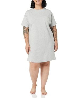 Amazon Essentials Camicia da Notte a iche Corte in Jersey di Maglia Donna - Grigio