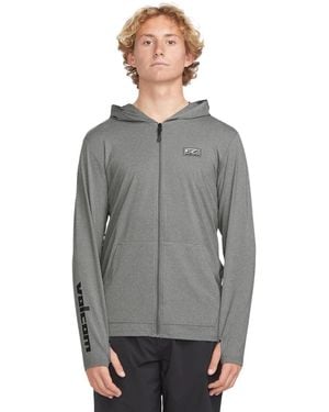 Volcom Standard Modstone Loose Fit Zip Hood Upf 50+ Long Sleeve Rashguard - Gray