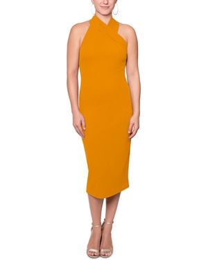Rachel Roy Harland Elegant Sleeveless Halter Bodycon Midi Cocktail Party Dress - Orange