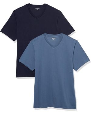 Amazon Essentials T-Shirt con Scollo a v a iche Corte Uomo - Blu