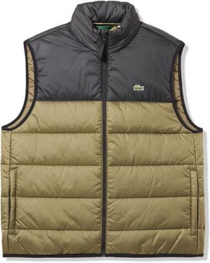 Lacoste Core Slim Fit Color Block Puffer Vest - Gray