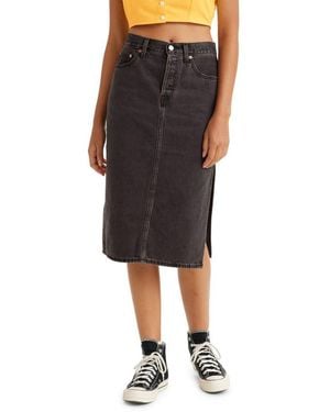 Levi's Side Slit Skirt Washed Noir Black T3 28