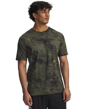 Under Armour Project Rock All Over Print Short Sleeve T Shirt, - Green