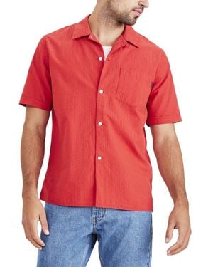 Dockers Relaxed Fit Short Sleeve Camp Collar Shirt, - Red