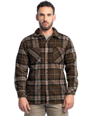 Wrangler Riggs Burley Sherpha Bonded Flannel Overshirt - Brown