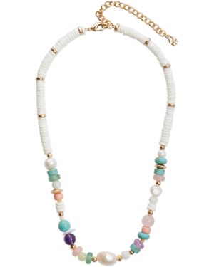 Lucky Brand Mutlicolor Stone And Shell Necklace - White