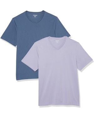 Amazon Essentials 2-Pack Regular-Fit Short-Sleeve V-Neck T-Shirt - Blu