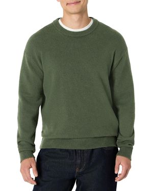 Amazon Essentials (Sélection de Demi) Pull à Col Rond Texturé en Coton Mélangé - Vert