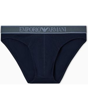 Emporio Armani Shiny Logo Band Brief - Blue