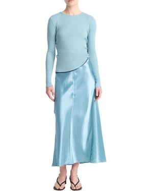 Vince S Raw Edge Paneled Slip Skirt - Blue
