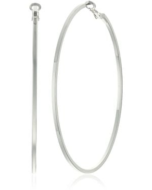 Guess Square Edge Hoop Silver Hoop Earrings - Metallic