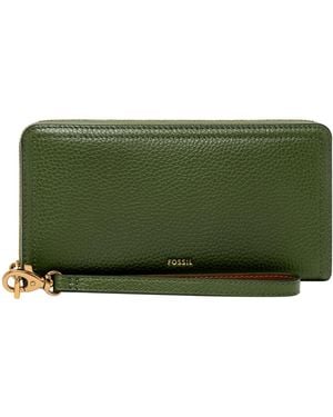Fossil Logan Rfid Zip Around Clutch Wallet - Green