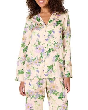 Amazon Essentials Camisa de Dormir de satén de ga Larga de Corte Recto - Multicolor