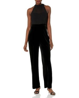 Vince Camuto Chiffon And Velvet Jumpsuit - Black