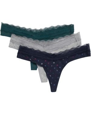 Tommy Hilfiger S Cotton Lace Thong Underwear 3-pack - Blue