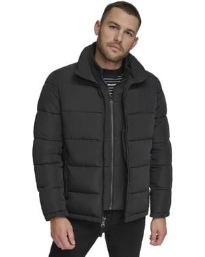 Calvin Klein Heavyweight Quilted Insulated Zip Front Puffer Jacket - Black