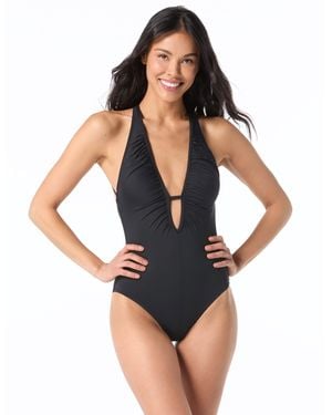 Vince Camuto Standard Shirred One Piece Swimsuit - Blue