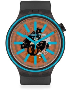 Swatch Big Bold Watch Casual Plastic Black Quartz Waterproof Fire Taste - Gray