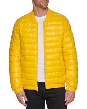 Guess Light Weight Long Sleeve Elastic Cuffs Bomber - Yellow