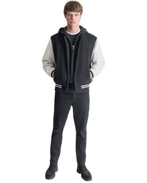 DKNY Water Resistant Hooded Fashion Bomber Jacket - Black