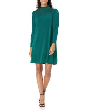 Adrianna Papell Smocked Neck And Yoke Dress - Green