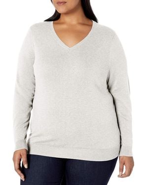 Amazon Essentials Regular-fit Lightweight Long-sleeve V-neck Sweater - White