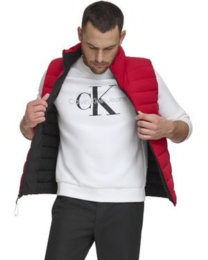 Calvin Klein Lightweight Insulated Quilted Zip Front Puffer Vest - Red