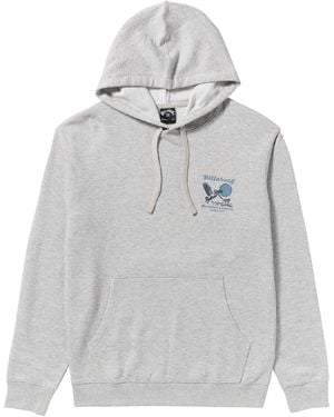 Billabong Logo Pullover Hooded Fleece Sweatshirt - Grey